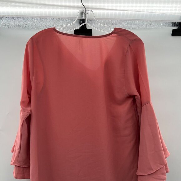 Zenana Outfitters Women's Long Bell Sleeve V-Neck Top Rosewood Size Small - Picture 6 of 9